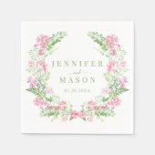 Elegant roze bloementuin zomer bruiloft papier servet (Voorkant)