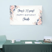 Elegant roze bloemig 70ste verjaardagsfeestje spandoek (Beurs)