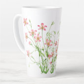 Elegant  roze bloemig groot latte mok (Linkerhoek)