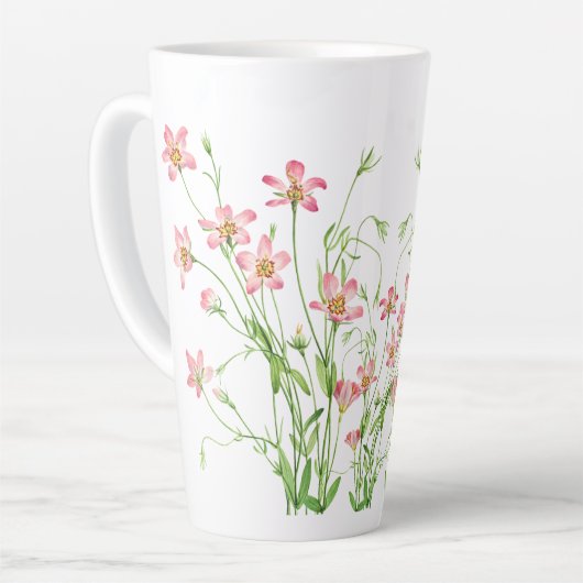 Elegant roze bloemig groot latte mok (Linkerhoek)