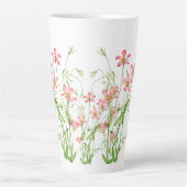 Elegant  roze bloemig groot latte mok (Voorkant)