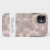 Elegant roze bloemig monogram Case-Mate iPhone case (Achterkant (horizontaal))