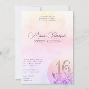 Elegant roze bloemige Waterverf lief zestien feest Kaart