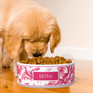 Elegant roze bloemmotief chic voerbakje