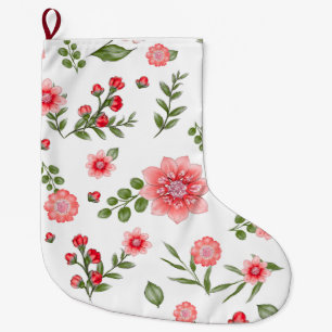 Elegant roze bloempatroon grote kerstsok