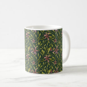 Elegant roze bloempatroon op donkere achtergrond koffiemok