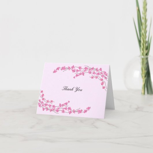 Elegant roze bloesem Dank je wel Bedankkaart (Voorkant)