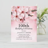 Elegant Roze Blossom Floral | 100e verjaardag Kaart (Staand voorkant)