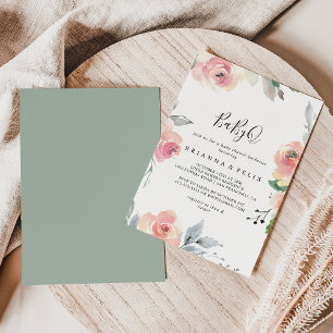 Elegant Roze Blush BabyQ Baby shower Barbecue Kaart