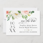 Elegant Roze Blush Bloemen Bruiloft Handschrift Save The Date (Voorkant)