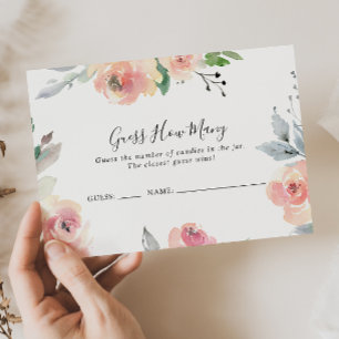 Elegant Roze Blush Bloemen Raad hoeveel spel Kaart Visitekaartje