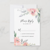 Elegant Roze Blush Bloemen RSVP Kaartje (Voorkant)