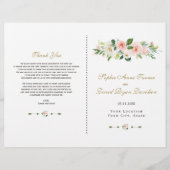 Elegant Roze Blush Crème Bloem Bruiloftsprogramma (Voorkant)