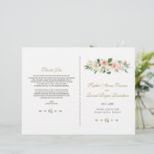 Elegant Roze Blush Crème Bloem Bruiloftsprogramma (Staand voorkant)