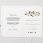 Elegant Roze Blush Crème Bloem Bruiloftsprogramma (Voorkant / Achterkant)