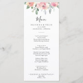 Elegant Roze Blush Floral Dinner Menu (Voorkant)