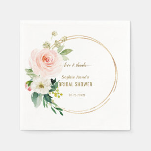 Elegant Roze Blush Floral Gold Vrijgezellenfeest Servet
