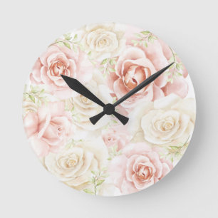 Elegant Roze Blush Floral Ronde Klok