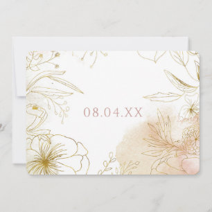 Elegant Roze Blush Gold Floral Waterverf Save The Date
