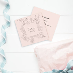 Elegant Roze Blush Minimalist Spring Floral Vierkante Visitekaartje