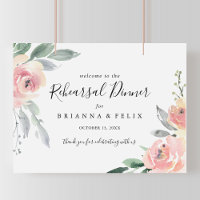 Elegant Roze Blush Rehearsal Dinner Welcome Sign