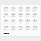 Elegant roze blush rozen bedankt ronde sticker (Vel)