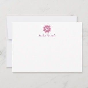 Elegant Roze Blush Script Monogram Professional Notitiekaartje