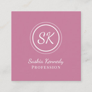 Elegant Roze Blush Script Professional Monogram Vierkante Visitekaartje