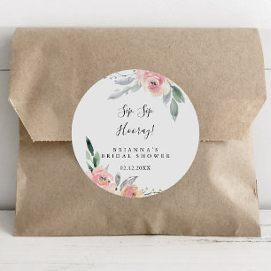 Elegant Roze Blush Sip Hooray Vrijgezellenfeest Ronde Sticker