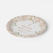 Elegant Roze Boho Bloemen Doop Papier Bord (Gekanteld)