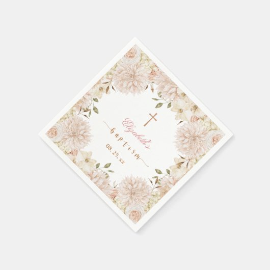 Elegant roze Boho Floral Baptism Papier Servet (Hoek)