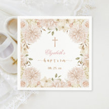 Elegant roze Boho Floral Baptism Papier Servet