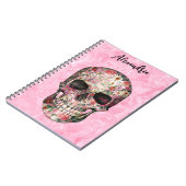 Elegant Roze Boho Floral Skull Notitieboek (Linkerzijde)