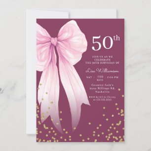 Elegant roze boog en goud 50ste verjaardagsfeest kaart