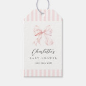 Elegant Roze Bow Baby shower Cadeaulabel (Voorkant)