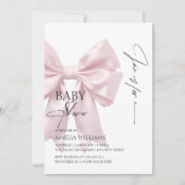 Elegant Roze Bow Baby shower Invitation Kaart (Voorkant)