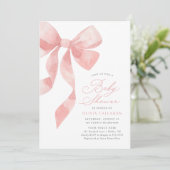 Elegant Roze Bow Baby shower Kaart (Staand voorkant)