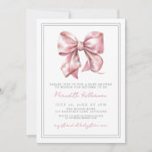 Elegant Roze Bow Baby shower Kaart (Voorkant)