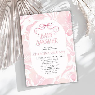 Elegant Roze Bow Baby shower Kaart
