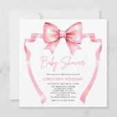 Elegant Roze Bow Baby shower Kaart (Voorkant)