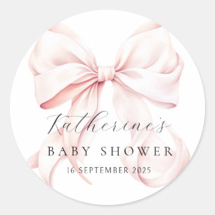 Elegant Roze Bow Baby shower Ronde Sticker