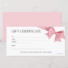 Elegant Roze Bow Logo Cadeaubon