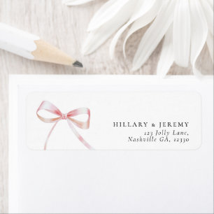 Elegant Roze Bow Meisje Baby shower Retouradres Etiket