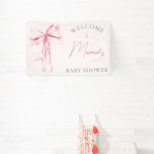 Elegant Roze Bow Meisje Baby shower Spandoek (Insitu)