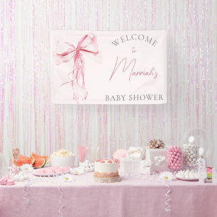 Elegant Roze Bow Meisje Baby shower Spandoek