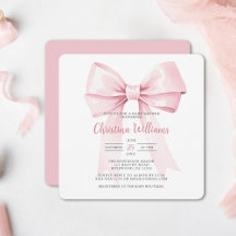 Elegant Roze Bow Meisje Baby shower Uitnodiging