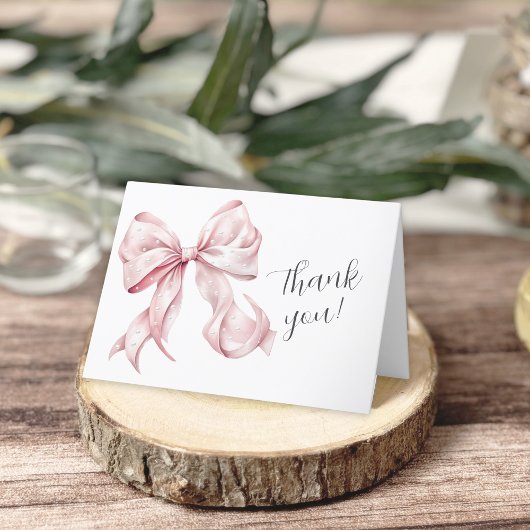 Elegant Roze Bow Parels Baby shower Bedankt Card