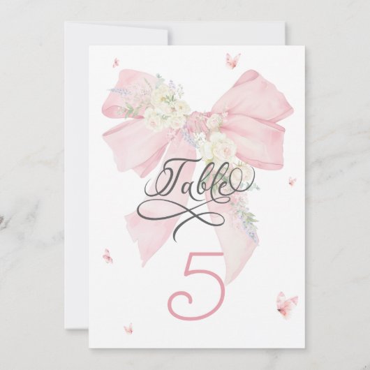 Elegant Roze Bow Tafelnummer (Achterkant)