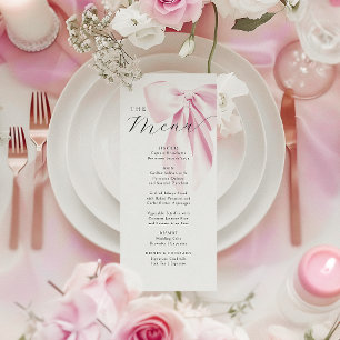 Elegant Roze Bow Vrijgezellenfeest Menu