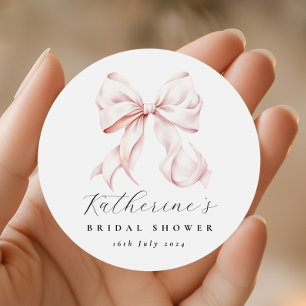 Elegant Roze Bow Vrijgezellenfeest Ronde Sticker